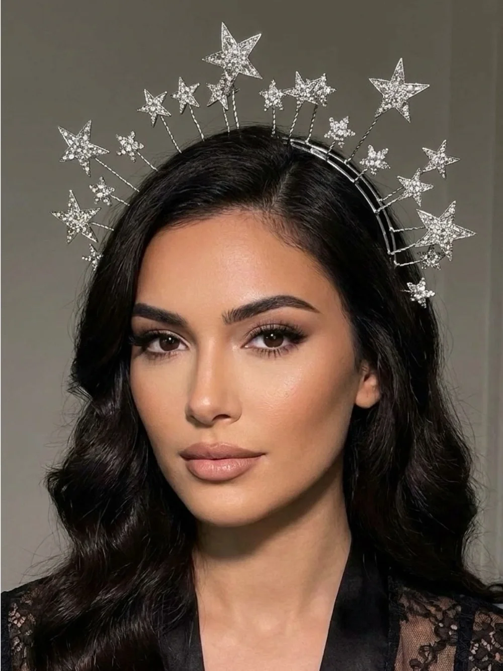 Vintage Silver Crystal Star Halo Headband